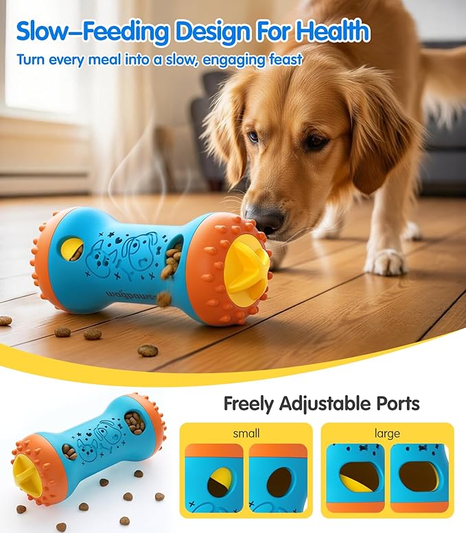 Dog Puzzle Toy Slow Feeder for Small To Mideum Dogs, Interactive Dog Chew Toy for Boredom, Brain Engaging Adjustable Treat Dispensing Dog Cat Toys Gift with Scent Release Holes Dishwasher Safe