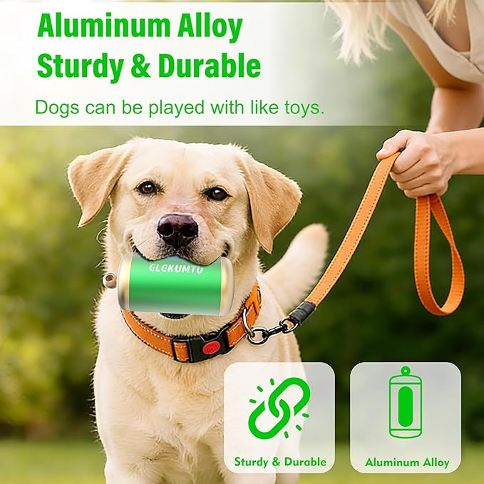 Dog Poop Bag Dispenser, Upgraded Aluminum Poop bag Holders for Leashes, Durable Leakproof Pet Waste Holder w/Carabiner Clip, 2 Rolls Waste Bags Included, Outdoor Dog Walking Travel (Green)