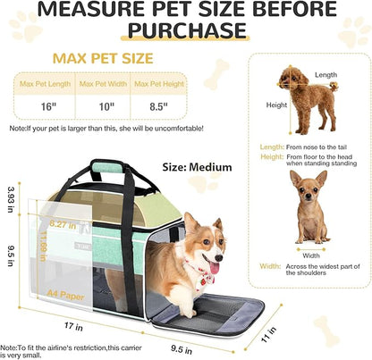 Lekereise Top-Expandable Pet Carrier 17x11x9.5 Inch Alaska Hawaiian Airline Approved Soft Sided Underseat to 12lbs Travel Carriers for Small Dogs and Cats with Locking Safety Zippers Anti-Scratch Mesh