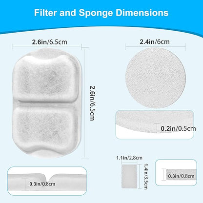 8 pack Dog Water Fountain Filters Compatible with oneisall Fountain, Filters Replacement for 7L/230oz/1.8G Stainless Steel Dog Fountain