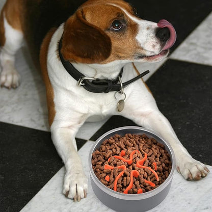 Jaoul Slow Feeder Dog Bowls Insert, Puzzle Slow Feeder Insert with 30 Octopus Suction Cups for Small Medium Large Size Dog Food Bowl (4.72 inch, Orange)