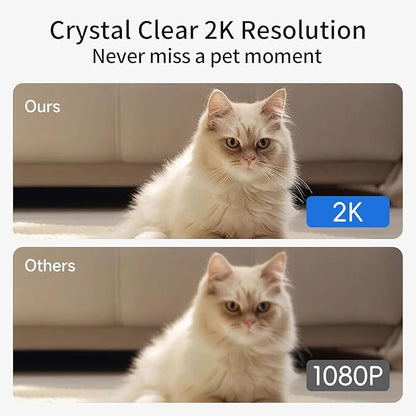 Pet Camera, 2K HD Indoor Dog and Cat Camera with Auto-Tracking & Laser Toy, Home Security Camera with Motion Detection, 2-Way Audio, Night Vision, No Subscription Required（64GB SD Card）