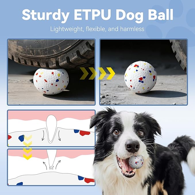HETOO Automatic Ball Launcher for Dogs: Ball Launcher for Dogs - Tennis Thrower for Dogs with 6 Balls- Interactive Mental Stimulation Dog Toys - Small/Medium Sized Launcher- Yellow