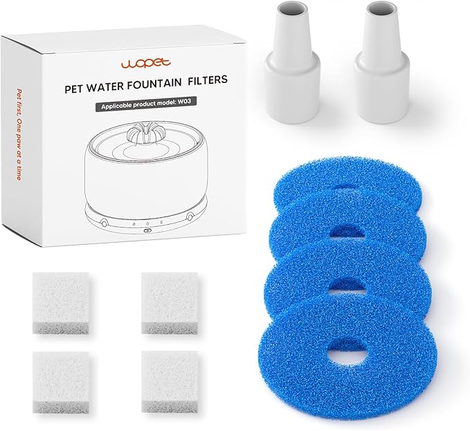 WOPET Cat Water Fountain Filters, Pet Water Fountain Filter Replacement Compatible with W03 & W03 Lite Ceramic Cat Fountain, Dog Fountain Filter Replacement Cats,Pets