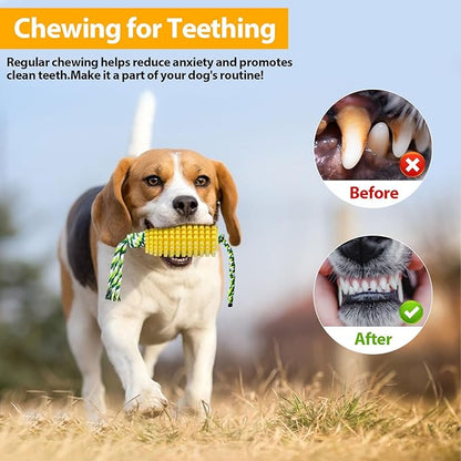 Interactive Dog Chew Toys for Aggressive Chewers - Durable Corn Rubber Toy for Medium & Large Breeds, Relieves Boredom and Anxiety(1 Pack Corn chew)