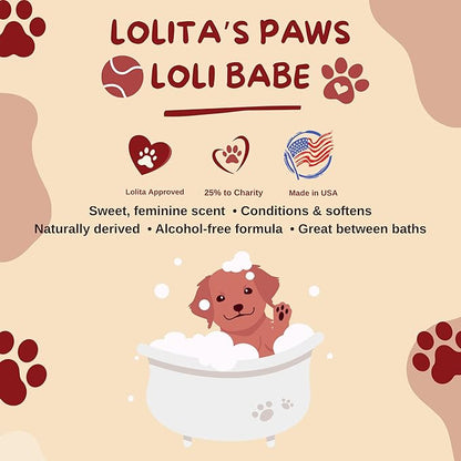 lolita's paws Loli Babe Feminine Dog Cologne – Deodorizing Pet Spray for Dogs, Softens & Conditions Coat, Fresh Scent, 8 oz, Made in USA, For Her