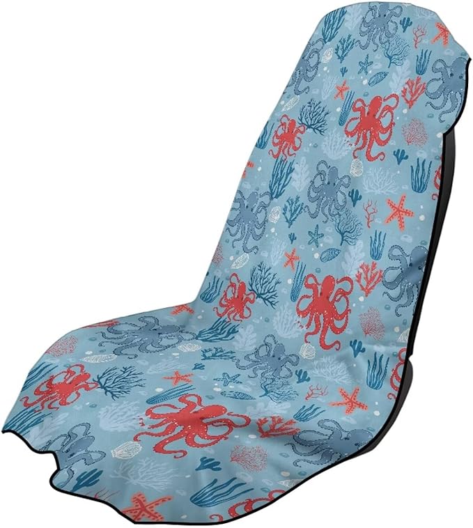 SEANATIVE Cute Octopuses Car Cushion Towels Absorbent Towel for Car Seat Scratch-Resistant Automotive Seat Covers Breathable Sweat Towels for Yoga & Hot Weather Driving