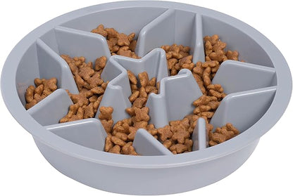 Leash Boss Slow Feeder Dog Bowls (2 Cup) Puzzle Dog Food Bowl - Fits into Elevated Pet Feeders - Slow Eating for Large, Medium & Small Sized Breeds - Gray