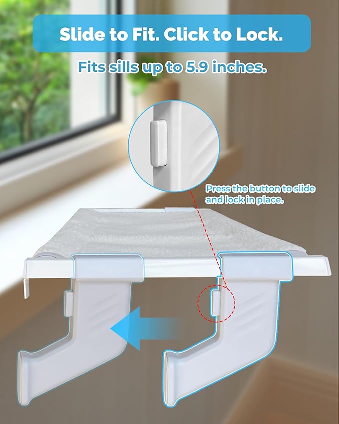 Heavy-Duty Cat Window Sill Perch All-Metal Frame Supports up to 120 lbs – Durable, Easy-to-Assemble Cat Window Hammock for Large Cats and Multiple Cats (L 1PC)