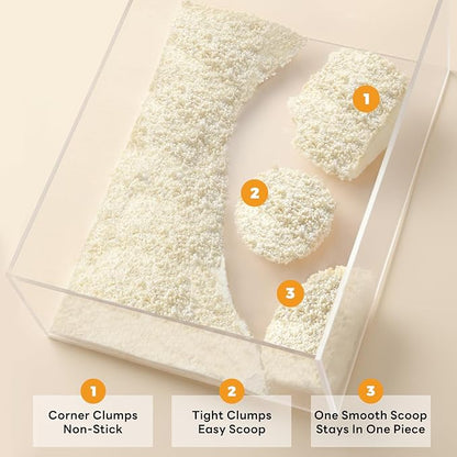 Premium Cat Litter, Non-Stick Strong Clumping Cat Litter, 100% Natural Cassava Kitty Litter, Multi-Cat/Unscented Dust-Free/Odor Control/Ultra Absorbent/Less Scattering - 18 lbs - 2 Pack