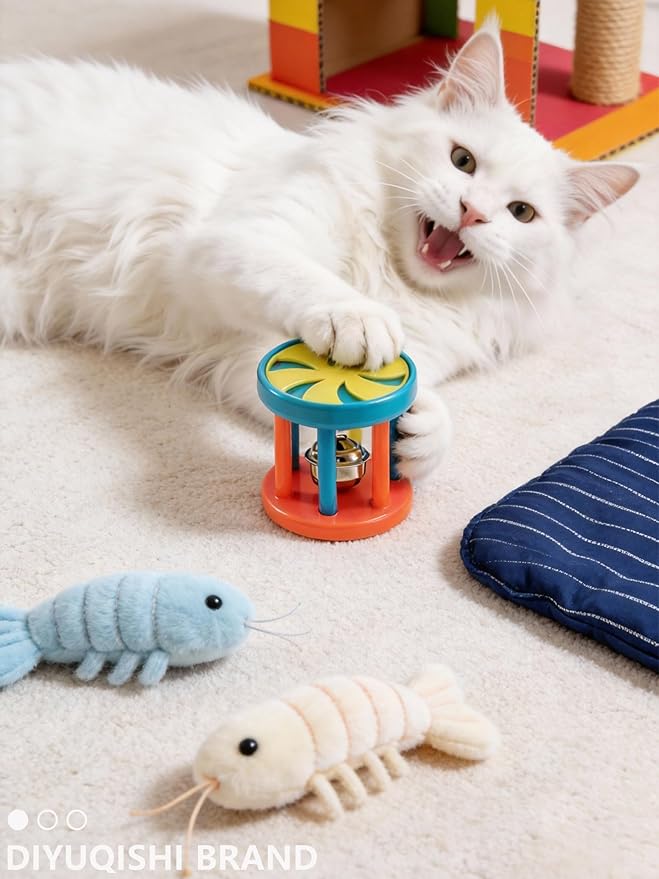 26 Pcs Cat Balls Set for Indoor Bored Kitten, 16 Shapes PP Cat Toys with Bells for Play & Exercise (1.5'' - 3.7'')