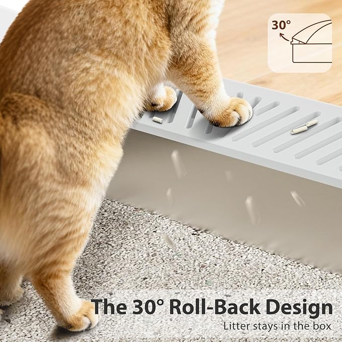 2 Pack Stainless Steel Litter Box for Kitty | Metal Kitty Litter Box with Lid High Sided for Small Cats or Injured Cats, Bunny Litter Boxes, Low Entry, Odor-Free, Non-Stick,Includes Scoop