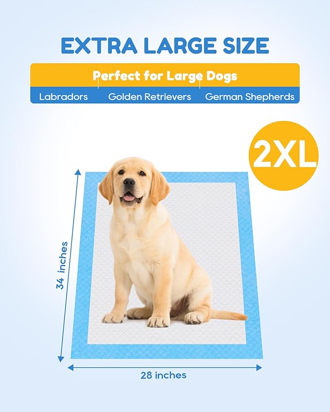 100 Count-30" x 36" XXL Puppy Pads, Extra Large Pee Pads for Dogs, Super Absorbent Disposable Dog Training Pads, Quick Drying, Leak-Proof, Ultra Thick Potty Pads for Dogs, Puppies, Doggie, Cats