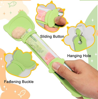Cat Treat Spoon Squeeze, Sliding Kitten Strip Feeder Suitable for Puree and Delectables Bisque Lickable Wet Cat Treats, 2Pcs Pet Food Dispenser for Puppies Small Pets