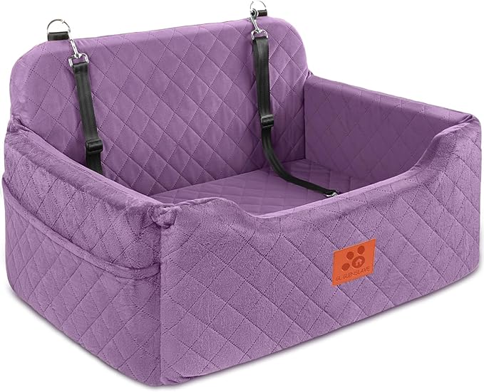 GL GLENSLAVE Dog Car Seat for Medium/Large Dogs, Dog Booster Seat for Pet Under 50lbs or 2 Small, Detachable and Washable Pet Car Seat,Multi-Functional Pet Travel Bed for Backseat(Purple)