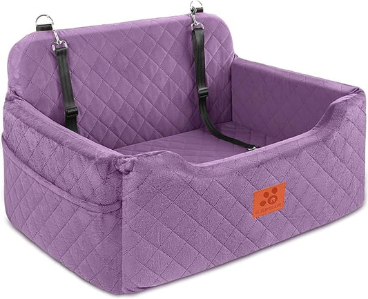 GL GLENSLAVE Dog Car Seat for Medium/Large Dogs, Dog Booster Seat for Pet Under 50lbs or 2 Small, Detachable and Washable Pet Car Seat,Multi-Functional Pet Travel Bed for Backseat(Purple)