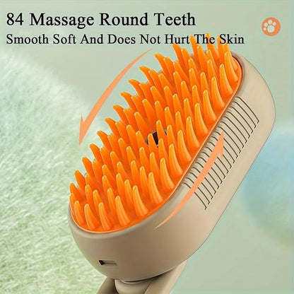 4 in 1 Cat Steam Brush for Shedding, Rechargeable Pet Grooming Brush with Steam Spray, Anti-Static Deshedding & Massage Brush for Indoor Cats and Dogs, Quiet Pet Hair Removal Tool (Brown)