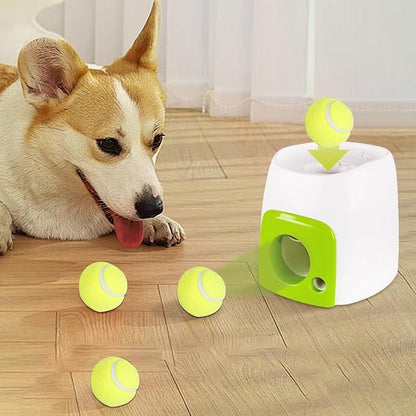 Automatic Dog Ball Launch - 16x16x20cm/6.3x6.3x7.87 Inches Tennis Ball Launch for Dogs | Interactive Toys with Snack Dispensing Puzzle for Puppy Training Exercise Inside Outside Backyard
