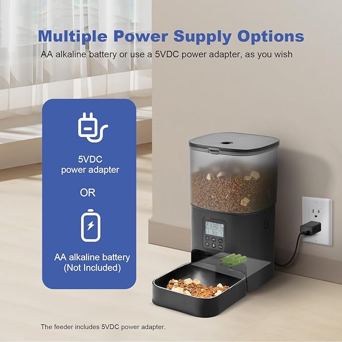 ANDOLL HOME Automatic Cat Feeder, Cat Food Dispenser with 10s Voice Recorder, Pet Feeder up to 8 Meals per Day, Timed Feeder with Dry Food Sealed Ring