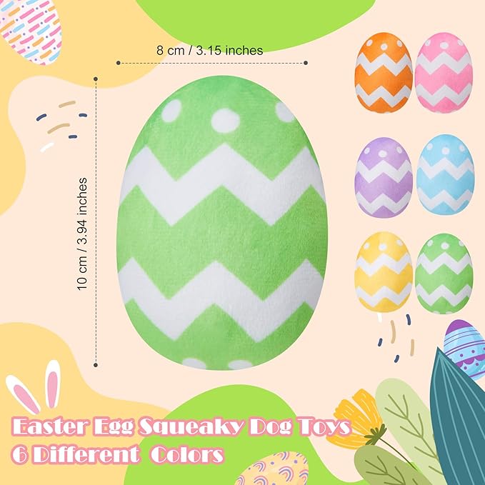 Leyndo 12 Pieces Dog Easter Eggs Bulk Pastel Egg Squeaky Dog Gift Plush Stuffed Pet Gifts for Medium Small Dogs Teething Chew Easter Costume Pet