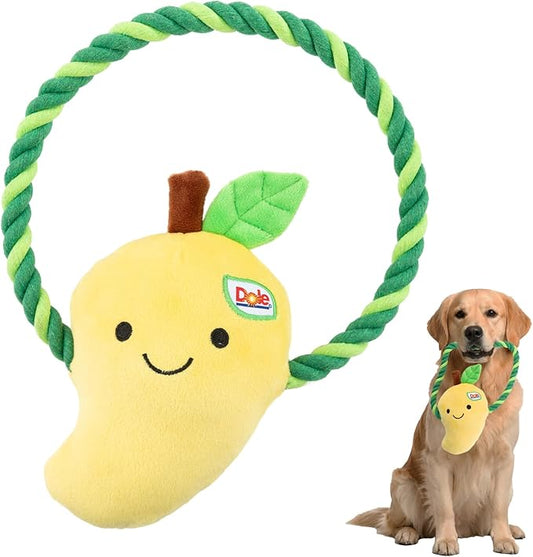 Dole for Pets® Dog Rope Toy with Squeakers, Mango Tug of War Dog Toy, Tough Cotton Rope Toys for Dogs, Aggressive Chew Toys for Medium Dogs