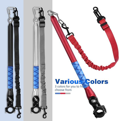 Bicycle Dog Leash for Riding, Hands Free 150° Rotating Built-in Shock Absorber Bike Retractable Leashes for Cycling, Elastic Nylon Adjusted Car Holder Seat Belt Rope (Red)