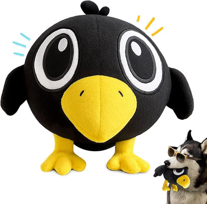 Squeaky Dog Toy for Small & Medium Dogs – Cute Black Crow Plush Dog Toy – Soft Stuffed Animal Puppy Toy with Squeaker for Interactive Play, Safe Durable Plush Toy to Keep Pets Busy – 6.5"