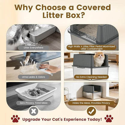Stainless Steel Metal Litter Box for Kittens & Small Cats, 11.8" High Sides Prevent Litter Scatter, Open Top Litter Pan Anti-Leak & Easy Clean, Compact Space-Saving Size 17.3x13.4x11.8 Inches