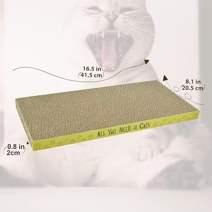 3 Pack Cardboard Cat Scratcher Pads Cat Scratching Board for Indoor Cats 16.5″Lx8.1″Wx0.8″H Dual-Side Corrugated Cats Scratching Post Reusable Supplies