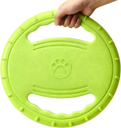 EVA Dog Flying Disc Toy, Durable Interactive Fetch with Dual Grip Holes, Non-Slip Floating Pet Toy for Small Medium Large Dogs, Outdoor Park Beach Play (Green)