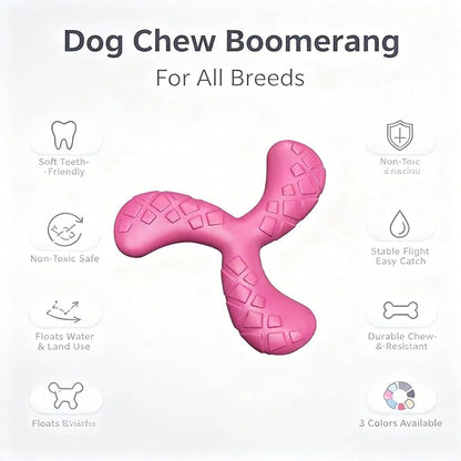 Ultra Durable Tri-Prong Dog Chew Toy for Teeth Cleaning - Non-Toxic Rubber Interactive Tug of War & Fetch Toy for Medium & Large Dogs((Red)