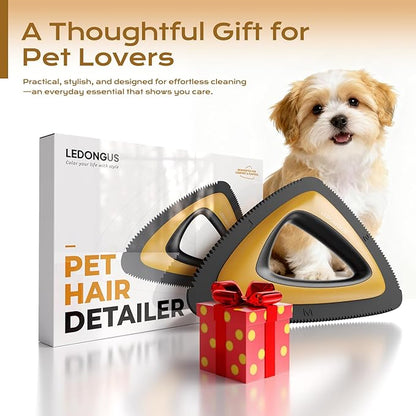 Pet Hair Remover for Car and Home - Multi-Surface Fur Removal Tool for Car Interiors, Furniture, Couch, Carpet, and Bedding | Portable and Effective Cat & Dog Hair Remover(Terracotta Gold)
