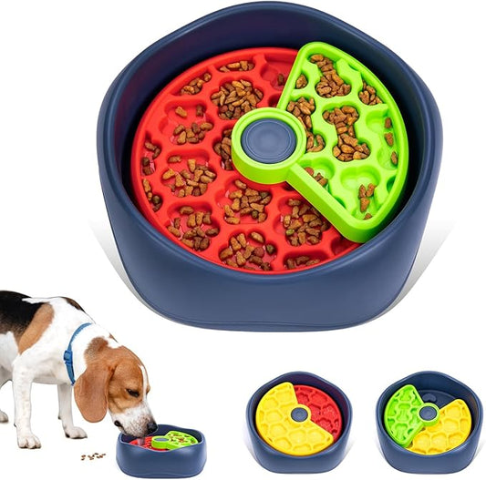 Interactive Pet Puzzle Slow Feeder Bowl - Innovative Rotating Design, Anti-Gulping, Promotes Digestion & Mental Stimulation, Non-Slip Food Dispenser for Small & Medium Dogs & Cats (Red & Green)