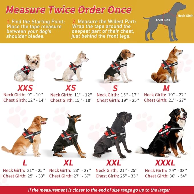 Service Dog Vest, ID Tag + 50 ADA Information Cards, Service Dog Harness in Sizes X Small to XX Large, Ruggedized Metal Tag, 2-Sided Service Animal Information Cards, ESA Accessory Set X-Large