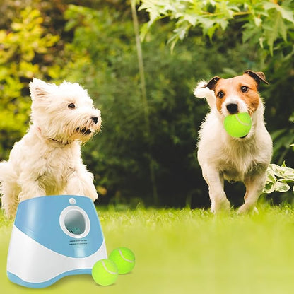 Automatic Ball Launcher for Dogs with 6pcs 2.3 Inch Etpu Tennis Balls,Thrower Distance 20-45ft,interacive Dog Toys for Indoor/Outdoor for Small Or Medium Dogs (White) (Green)
