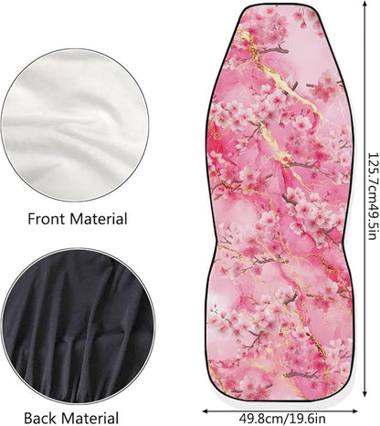 Cherry Blossom Car Front Seat Covers 2 PCS Pink Marble Print Vehicle Seat Cover Fit Most Cars, Sedan, SUV, Van Universal Automotive Accessory Decor