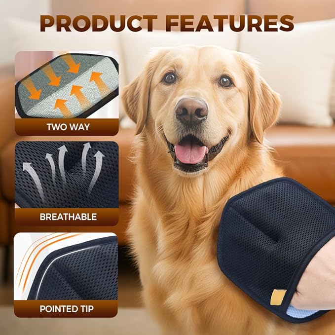 Pet Hair Removal Glove,2026 New Grooming Pet Hair Remover Gloves for Cats & Dogs,Reusable Pets Hair Remover Tool for Bed Sheets Couch Clothes Carpet Car Seat (A-Blue)