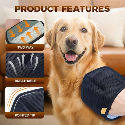 Pet Hair Removal Glove,2026 New Grooming Pet Hair Remover Gloves for Cats & Dogs,Reusable Pets Hair Remover Tool for Bed Sheets Couch Clothes Carpet Car Seat (A-Blue)