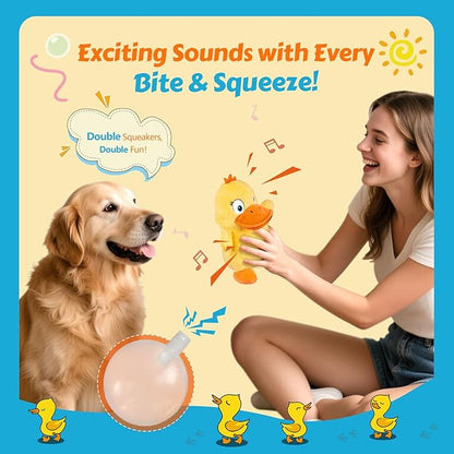 Squeaky Duck Dog Toy – Plush Chew Toy with 2 Squeakers & Crinkle Wings for Small and Medium Dogs – Soft Puppy Toy for Boredom & Indoor Play