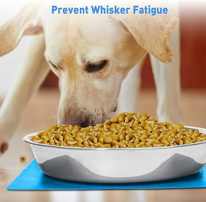Shallow Dog Food Bowls, Non Slip Food Grade Stainless Steel Bowls for Large Dogs - Interior Size (Dia:10.6" xHeight 2.0") Hold 8 Cups / 2 Quart (2 Packs)