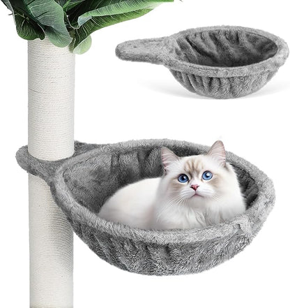 Garneck Cat Tree Hammock Attachment for Large Kitty 16.9 x 12.8 Inch, Deep Kitty Basket Bed Replacement Parts Soft Faux Fur Hanging Car Bed for Tower, Wall Mounted or Cage, Gray