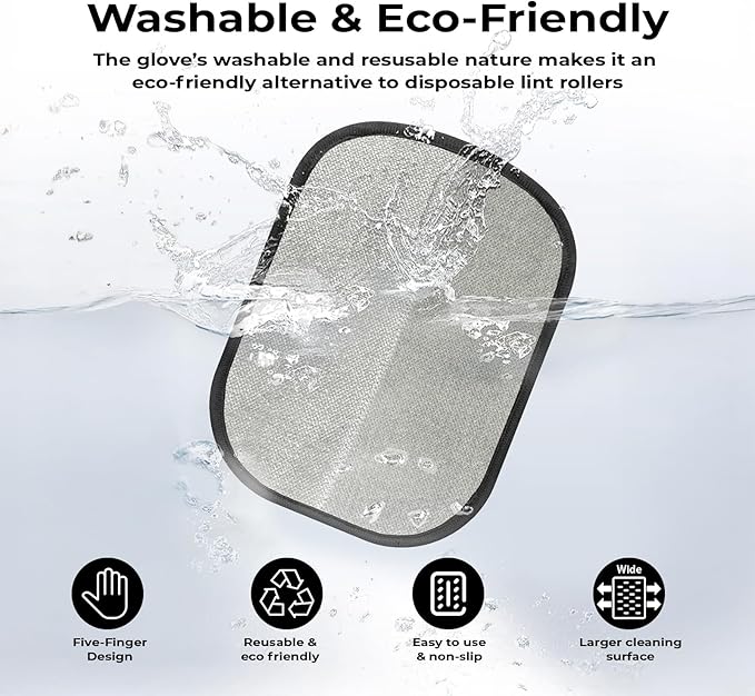 VIMALIFE Pet Hair Removal Glove for Dogs and Cats, Quick Cleaning Electrostatic Hair Remover, Reusable for Sofa, Carpet, Clothing & Car Seats, Easy Fur Cleaning Tool for Home & Travel, Black