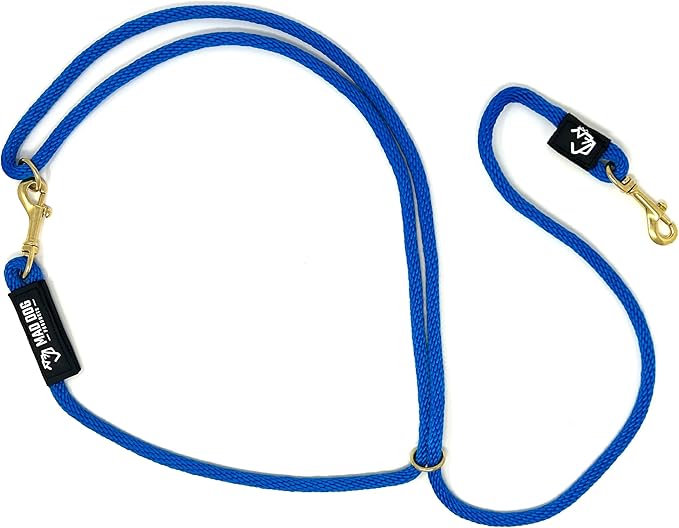 Mad Dog Products Hands Free Clip Dog Leash 3/8" x 10' Royal Signature Rope - Made in USA