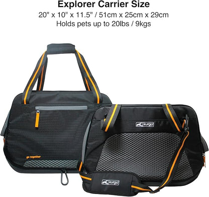 Kurgo Explorer Dog Carrier - Comfortable Carrier for Travel - Water-Resistant Armorsole Base - Airline Compliant - Storage Pocket - for Cats & Small Dogs up to 20 lb - Black/Yellow