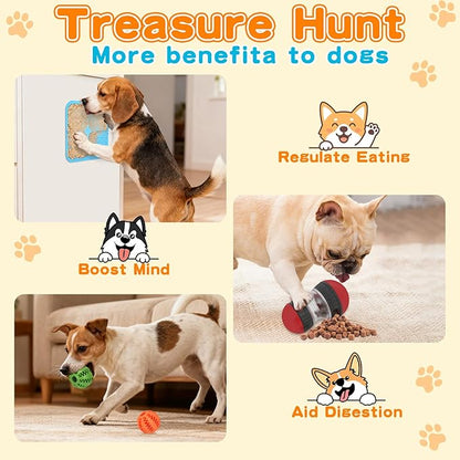 9-in-1 Interactive Dog Toys Set: Mental Stimulation Puzzle, Treat Dispenser Ball & Chew Toys，Lick Mat – Boredom Buster Combo to Keep Small, Medium Dogs Busy & Engaged