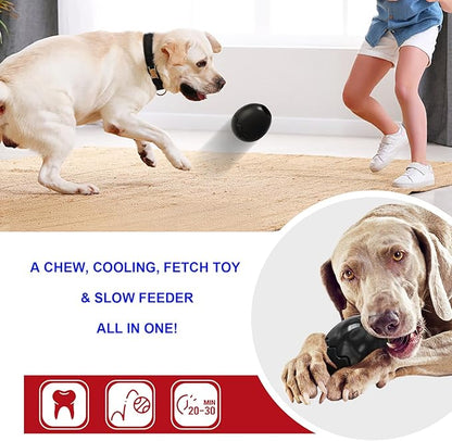 GOLDROC Interactive Treat Dispensing Dog Toy with Cooling Feature – Durable Chew Toy for Aggressive Chewers, Fun Fetch, Dishwasher Safe (Black)