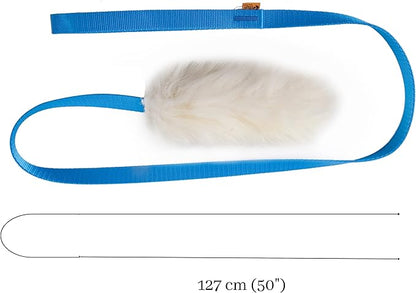 Dingo Sheepskin Dog Toy with Long Blue Lead 50", Interactive Dog Toys, Dog Agility, Motivation and Reward tug Toy 15583,