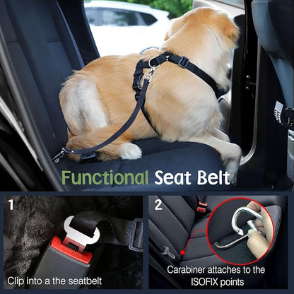 VavoPaw Dog Seat Belt, Safety Vest Dog Car Harness with Adjustable Buckle Dog Seat-Belt for Vehicle Nylon Pet Safety Seats Belts Heavy Duty(XL, Blue)
