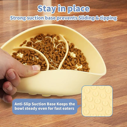 Lervynxi- Slow Feeder Dog Bowl with Non-Slip Suction Base, 7.5 * 1.8 Inch Non-Skid Pet Food Dish for Cats & Dogs, Large Capacity Puzzle Bowl for Dry/Wet Food to Extend The Mealtime, Dishwasher Safe