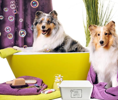 Moorfowl Woof Woof Dog Wipes Dispenser,Upgarde Size(8.2L x 4.9W x 3.9H inches),Grooming Wipes Container Holder for Dog Paw